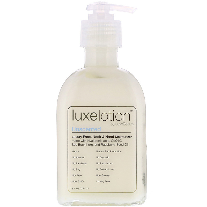 Luxe Lotion Luxury Face, Neck and Hand Moisturizer, 8.5 fl oz. Unscented