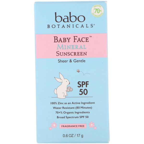 Baby Face، واقٍ شمسي معدني على شكل قضيب، عامل حماية من الدرجة 50، 0.6 أوقية (17 غرام) بابو بوتانيكالز من متجر روزا في فلسطين