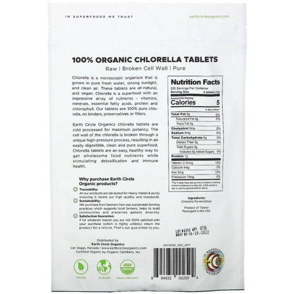 100% Organic Chlorella Tablets