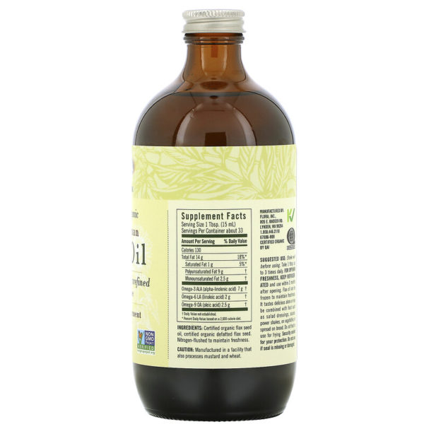 Certified Organic High Lignan Flax Oil