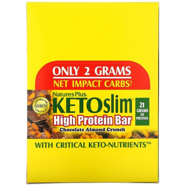 KETOslim، لوح بروتين فائق القيمة الغذائية، مقرمشات باللوز والشيكولاتة، 12 لوحًا، 2.1 أونصة (60 جم) لكل لوح  من متجر روزا في فلسطين