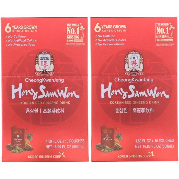 Hong Sam Won، مشروب الجينسينج الكوري الأحمر، 20 كيسًا، 1.69 أونصة سائلة (50 مل) لكل كيس  من متجر روزا في فلسطين